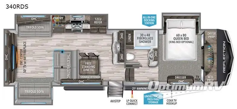 2021 Grand Design Reflection 340RDS RV Floorplan Photo