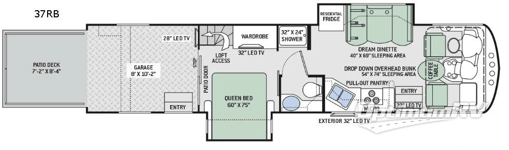 2017 Thor Outlaw 37RB RV Floorplan Photo