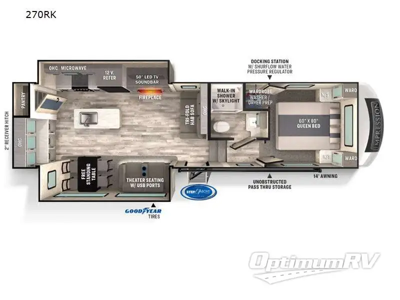 2022 Forest River Impression 270RK RV Floorplan Photo