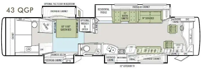 2011 Tiffin Allegro Bus 43QGP RV Floorplan Photo