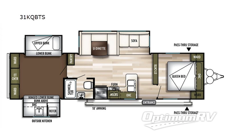 2019 Forest River Wildwood 31KQBTS RV Floorplan Photo