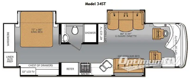 2014 Thor Tuscany XTE 34ST RV Floorplan Photo