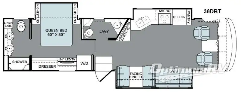 2015 Holiday Rambler Vacationer 36DBT RV Floorplan Photo