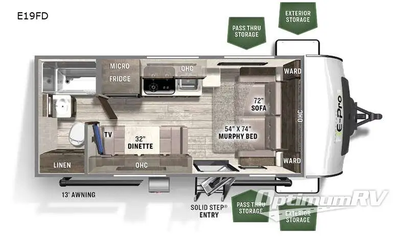 2021 Forest River Flagstaff E-Pro E19FD RV Floorplan Photo