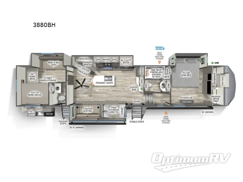 2025 Forest River Sandpiper 3880BH RV Floorplan Photo