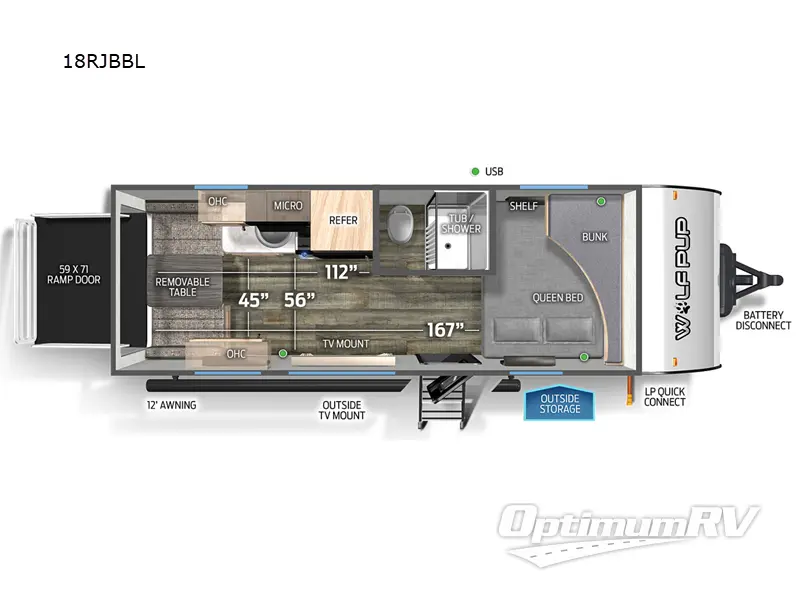 2023 Forest River Cherokee Wolf Pup Black Label 18RJBBL RV Floorplan Photo