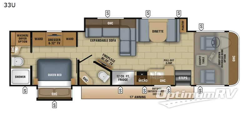 2018 Jayco Precept 33U RV Floorplan Photo