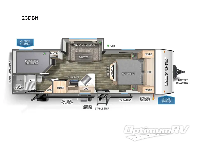 2024 Forest River Cherokee Grey Wolf 23DBH Floorplan Photo
