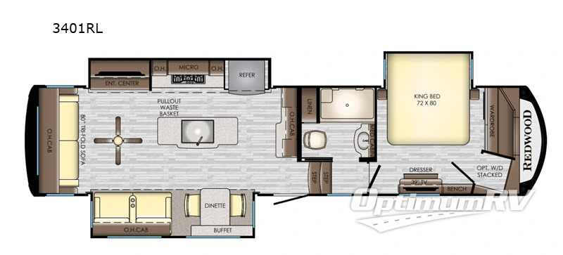 2019 Redwood Redwood 3401RL RV Floorplan Photo