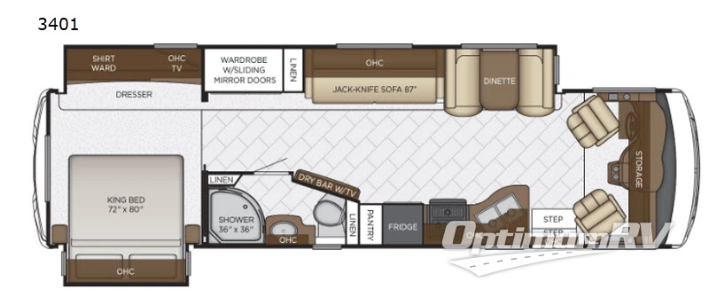 2019 Newmar Bay Star 3401 RV Floorplan Photo