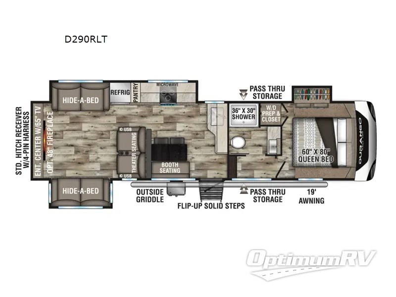 2022 KZ Durango Half-Ton D290RLT RV Floorplan Photo