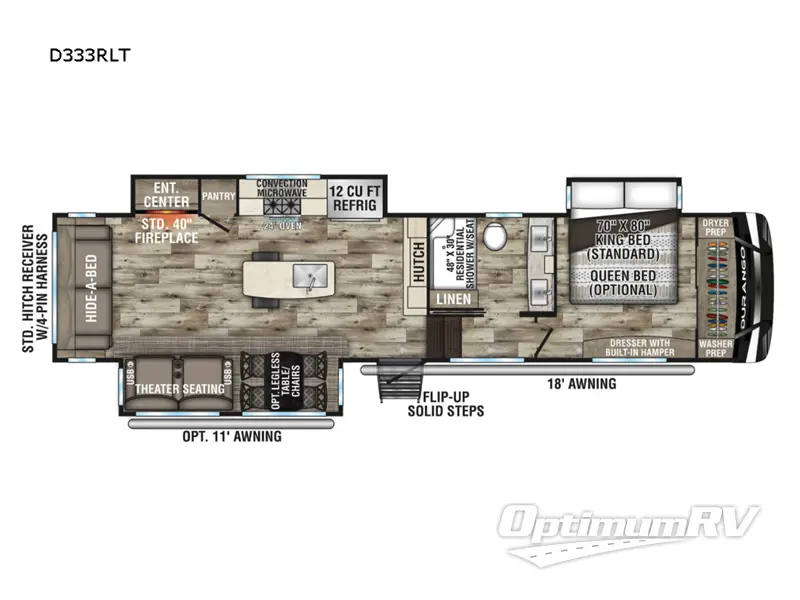 2022 KZ Durango D333RLT RV Floorplan Photo