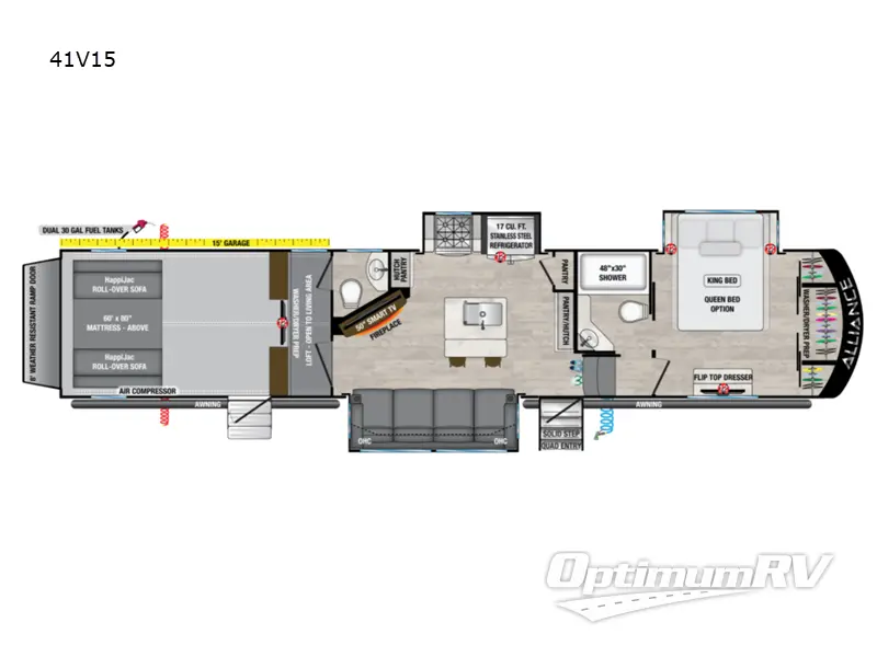 2022 Alliance Valor 41V15 RV Floorplan Photo