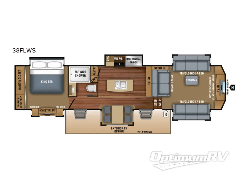 2018 Jayco Pinnacle 38FLWS RV Floorplan Photo