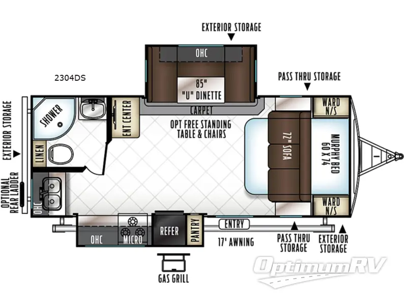 2018 Forest River Rockwood Ultra Lite 2304DS RV Floorplan Photo