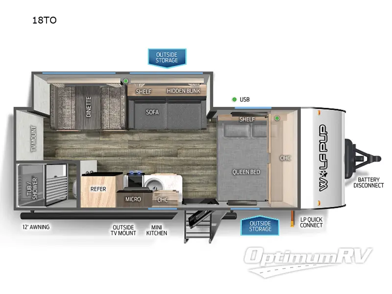 2023 Forest River Cherokee Wolf Pup 18TO RV Floorplan Photo