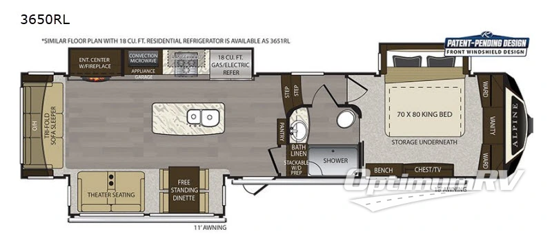 2019 Keystone alpine 3650RL RV Floorplan Photo