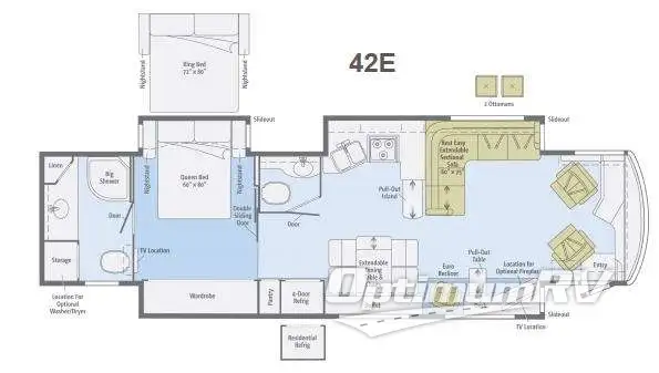 2013 Winnebago Journey 42E RV Floorplan Photo