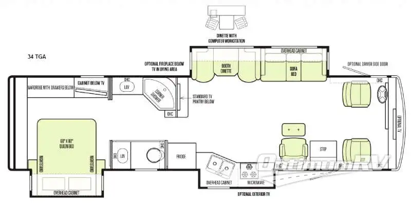 2015 Tiffin Allegro 34 TGA RV Floorplan Photo