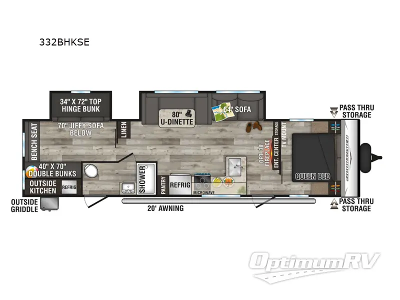 2024 KZ Sportsmen SE 332BHKSE RV Floorplan Photo