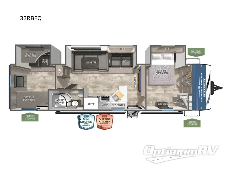 2025 Palomino Puma 32RBFQ RV Floorplan Photo