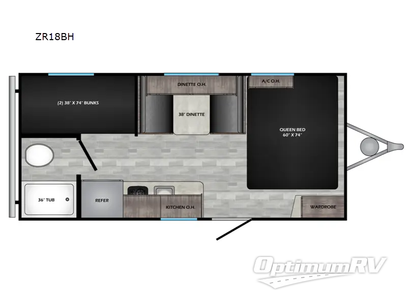 2021 CrossRoads Zinger Lite ZR18BH RV Floorplan Photo