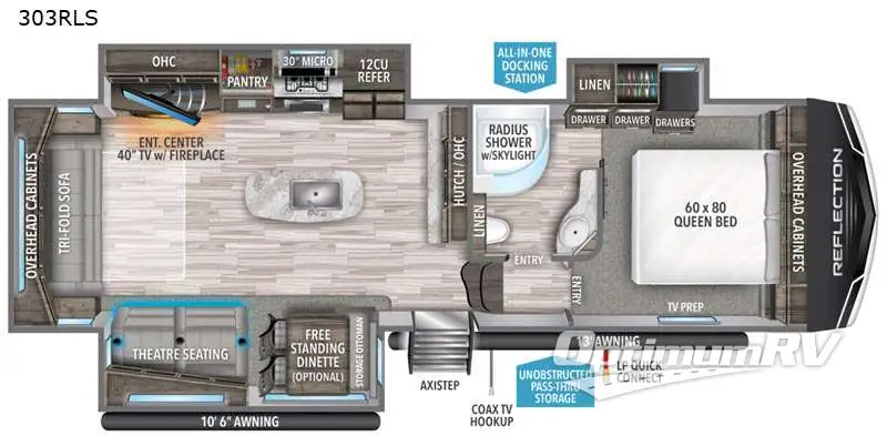 2021 Grand Design Reflection 303RLS RV Floorplan Photo