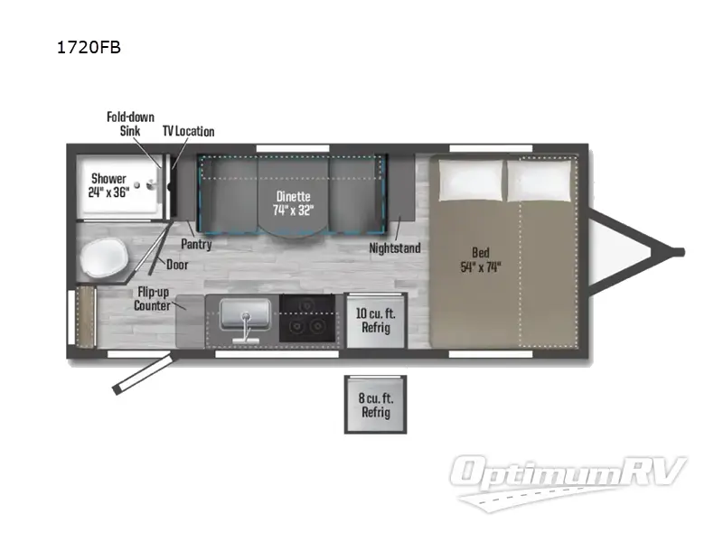 2025 Winnebago Micro Minnie 1720FB RV Floorplan Photo