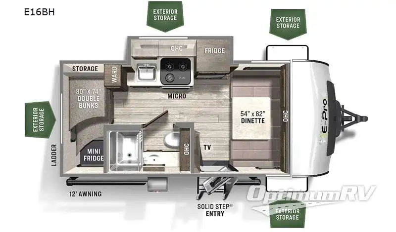 2021 Forest River Flagstaff E-Pro E16BH Floorplan Photo
