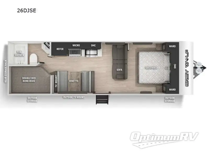 2022 Forest River Cherokee Grey Wolf 26DJSE RV Floorplan Photo