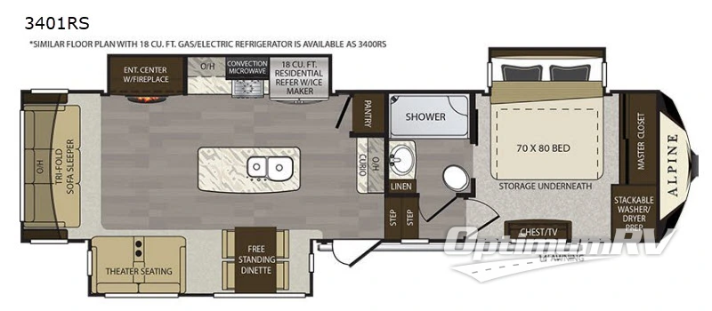 2019 Keystone alpine 3401RS RV Floorplan Photo