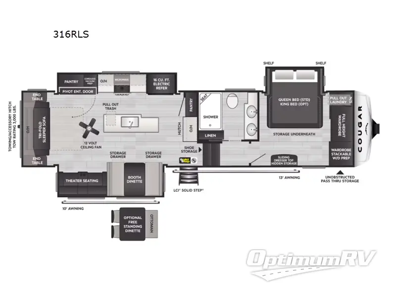 2025 Keystone Cougar 316RLS RV Floorplan Photo