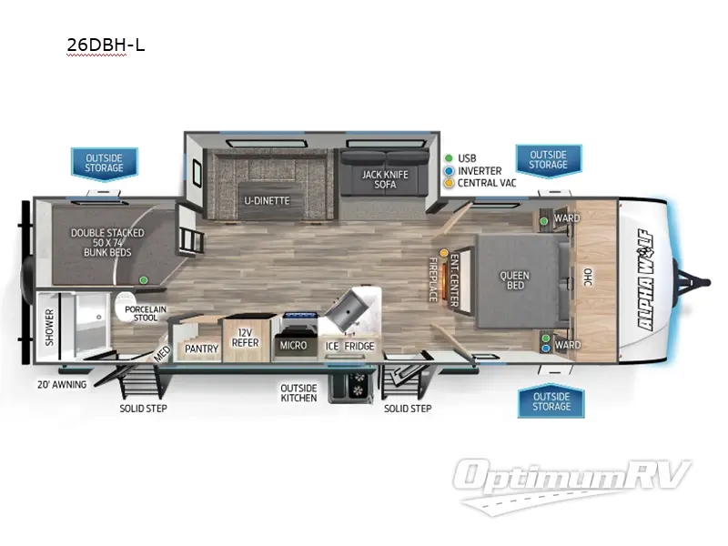 2024 Forest River Cherokee Alpha Wolf 26DBH-L RV Floorplan Photo