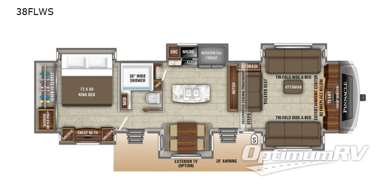 2019 Jayco Pinnacle 38FLWS RV Floorplan Photo