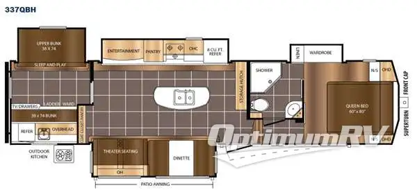 2016 Prime Time Crusader 337QBH RV Floorplan Photo