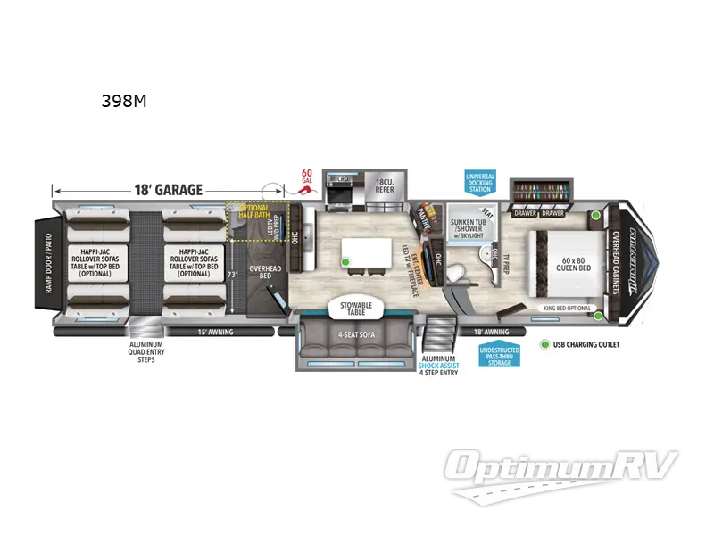 2022 Grand Design Momentum M-Class M-398M RV Floorplan Photo