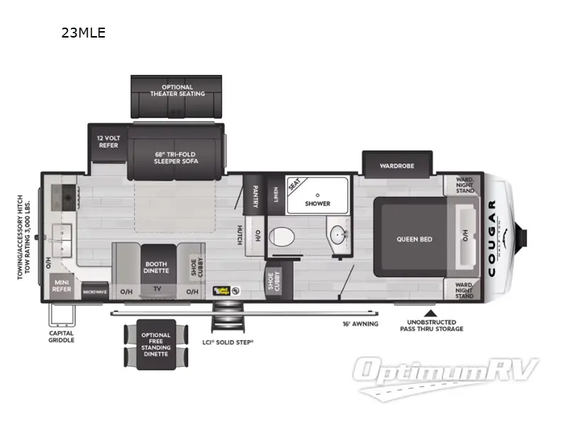 2024 Keystone Cougar Half-Ton 23MLE RV Floorplan Photo