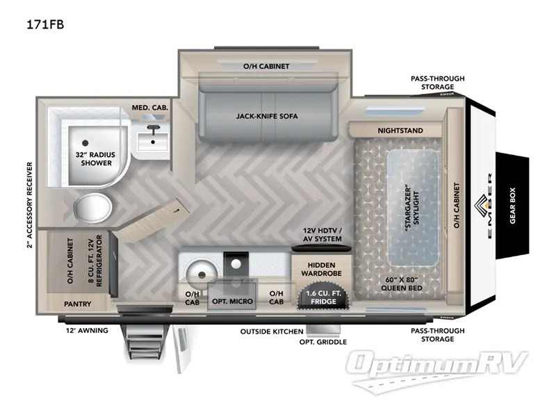 2023 Ember Overland Series 171FB RV Floorplan Photo