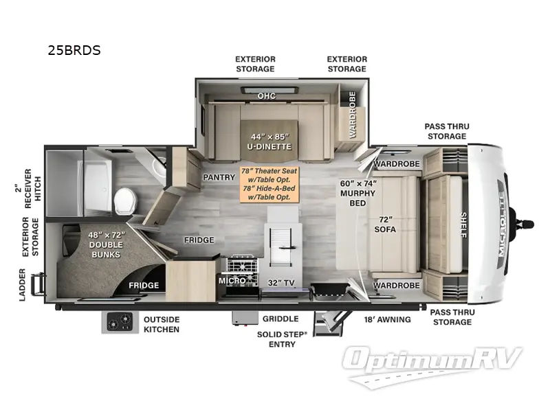 2025 Forest River Flagstaff Micro Lite 25BRDS RV Floorplan Photo