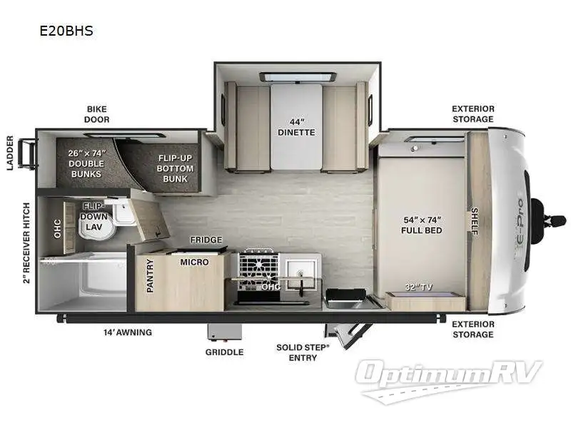 2024 Forest River Flagstaff E-Pro E20BHS RV Floorplan Photo