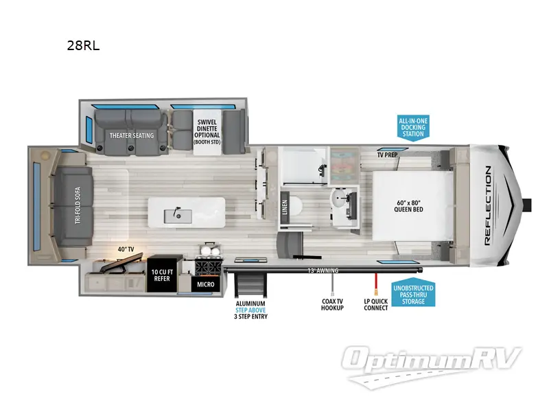 2025 Grand Design Reflection 100 Series 28RL RV Floorplan Photo