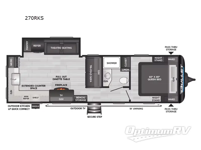 2025 Keystone Bullet Crossfire 270RKS Floorplan Photo