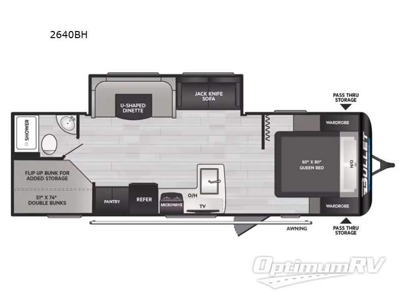 2025 Keystone Bullet Classic 2640BH RV Floorplan Photo