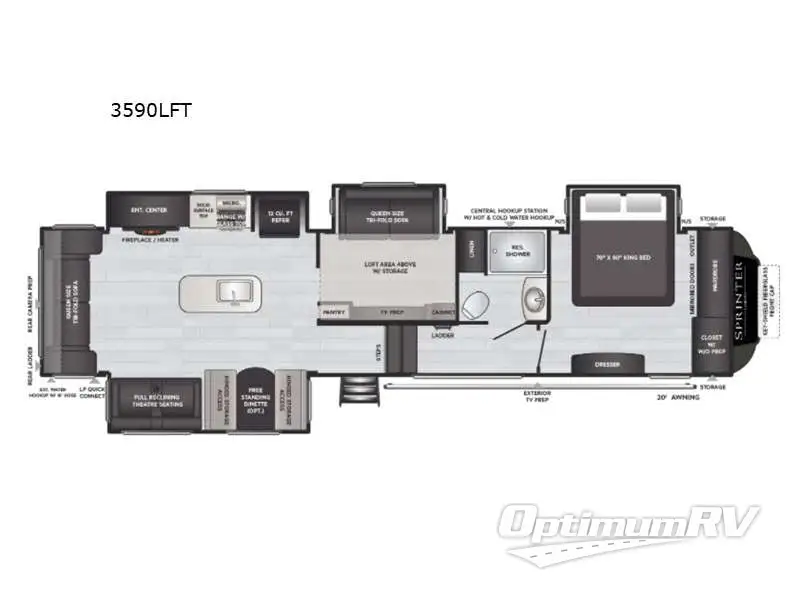 2021 Keystone Sprinter Limited 3590LFT RV Floorplan Photo