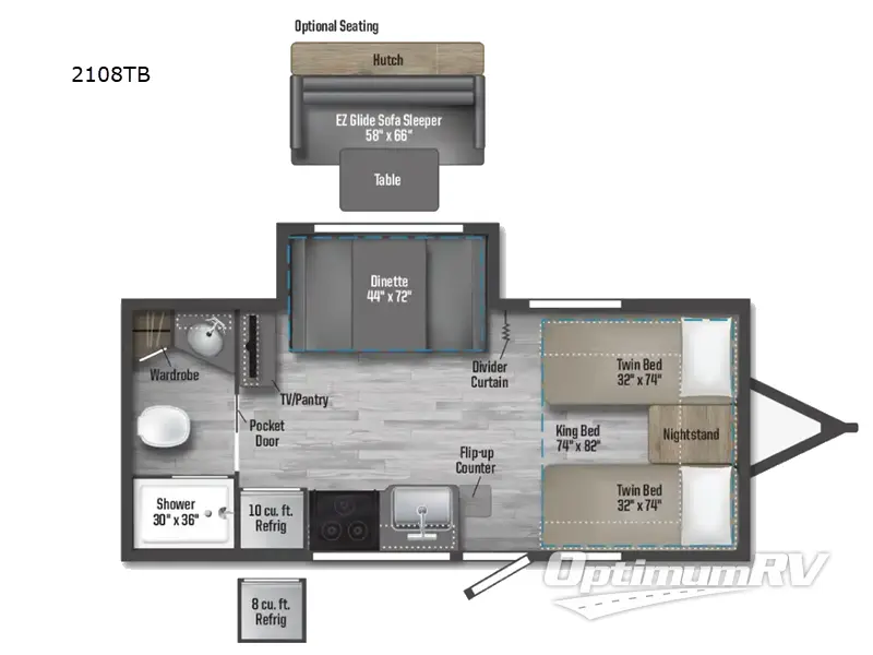 2025 Winnebago Micro Minnie 2108TB RV Floorplan Photo