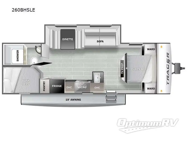 2022 Prime Time Tracer 260BHSLE RV Floorplan Photo