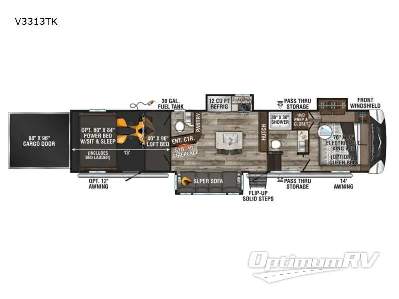 2021 KZ Venom V-Series V3313TK RV Floorplan Photo