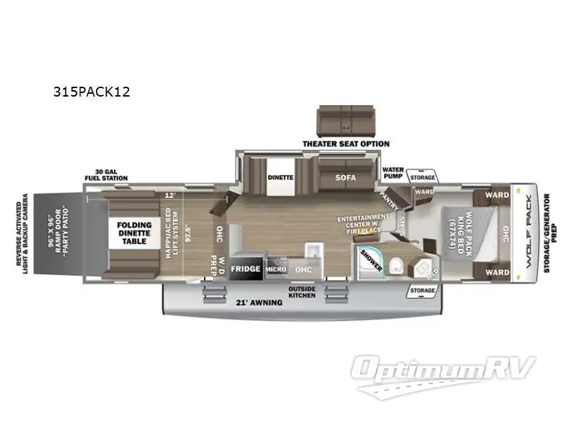 2023 Forest River Cherokee Wolf Pack 315PACK12 RV Floorplan Photo