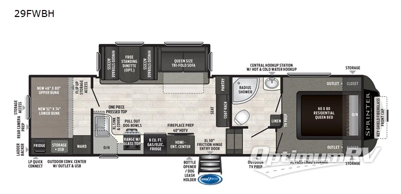 2020 Keystone Sprinter Campfire Edition 29FWBH Floorplan Photo