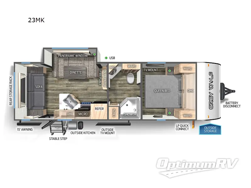 2023 Forest River Cherokee Grey Wolf 23MK RV Floorplan Photo